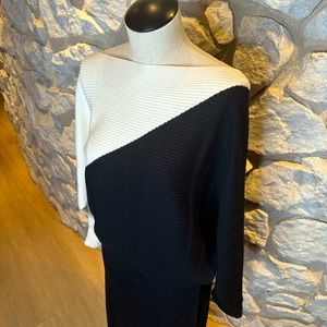 Express color block black & white sweater dress long sleeve